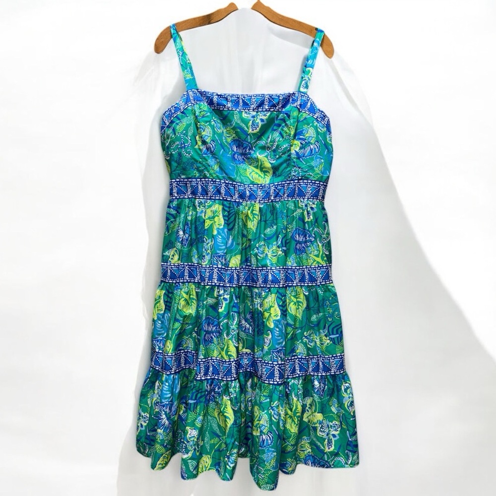 Lilly Pulitzer Casidee Floral Tiered Cotton Dress size 14